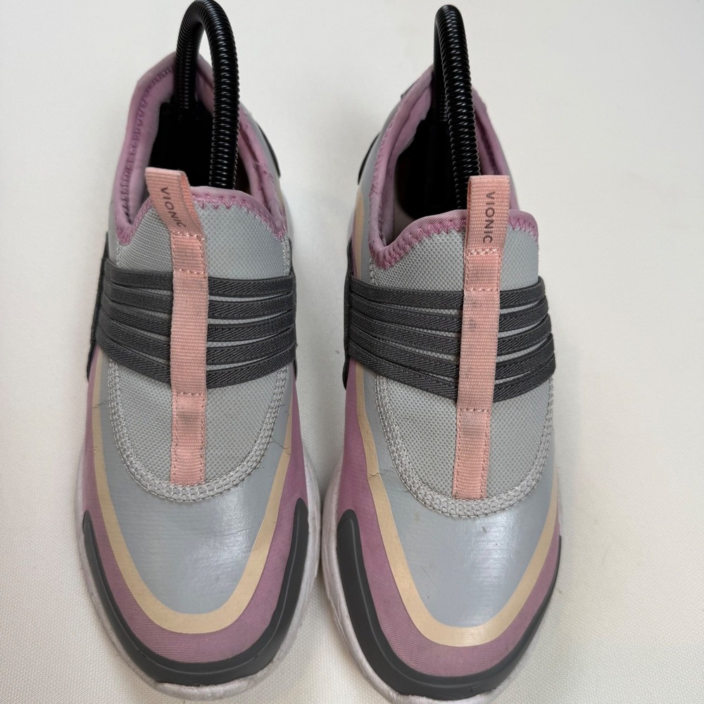 Vionic Womens Slip On Sneakers Pink Grey Mesh Athletic Walking Shoes Size‎ 6
